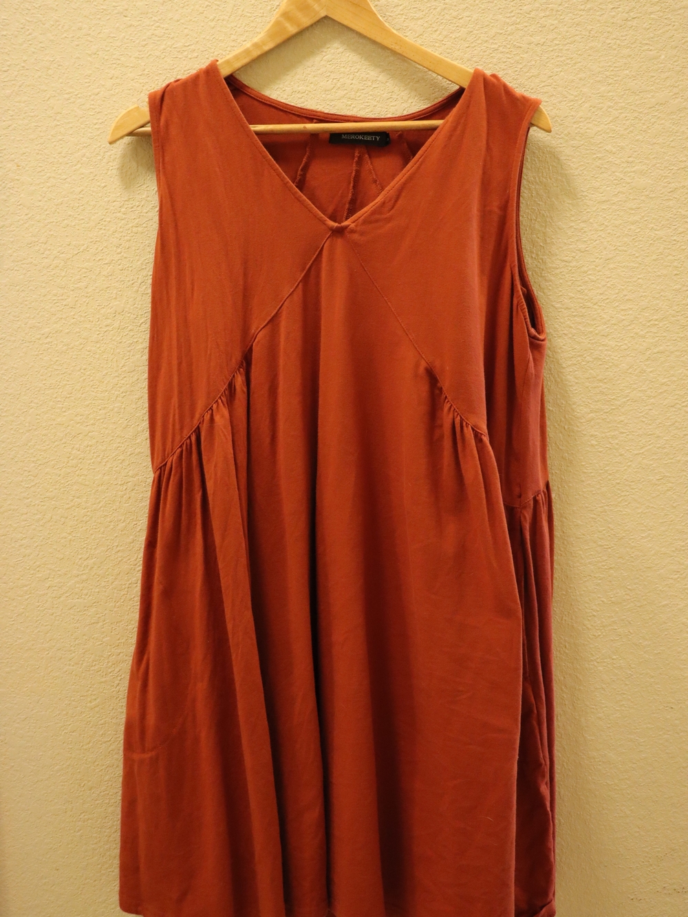 Rust Red Sleeveless Swing Dress